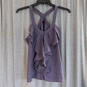 Going Out Top Women's L Naked Zebra Purple Flounce Button Down Tank Festival